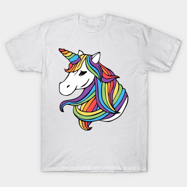 LGBT Flag Unicorn T-Shirt by MarcyRangel